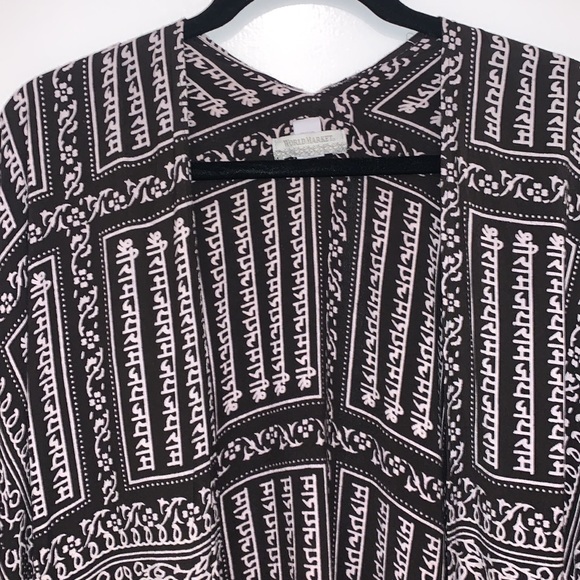World Market Kimono Top Black and Cream OS Rayon - Picture 2 of 7